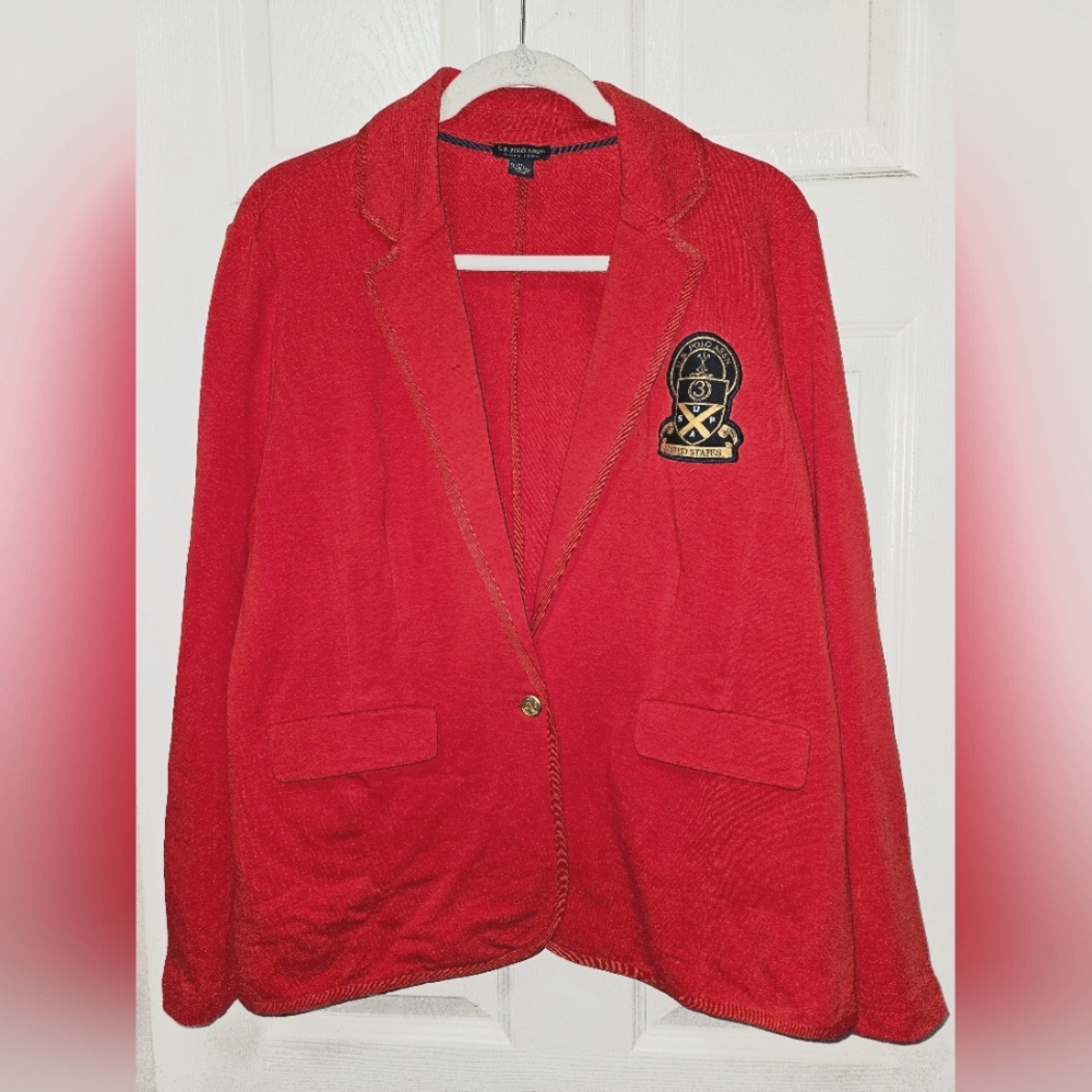 Women’s US Polo Assn. Red Blazer W/ Gold Buttons Red Lining Size XL